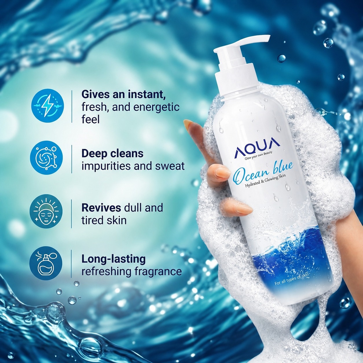 OCEAN BLUE – Fresh Energy Boost Shower Gel (250ml)