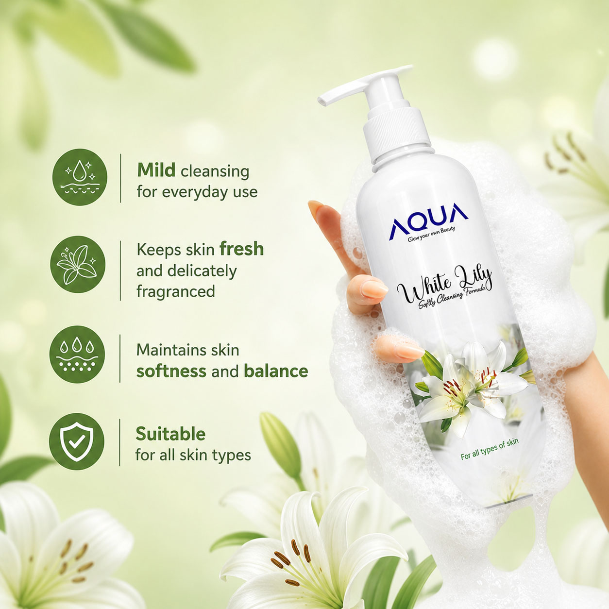 WHITE LILY – Softly Cleansing Shower Gel (250ml)